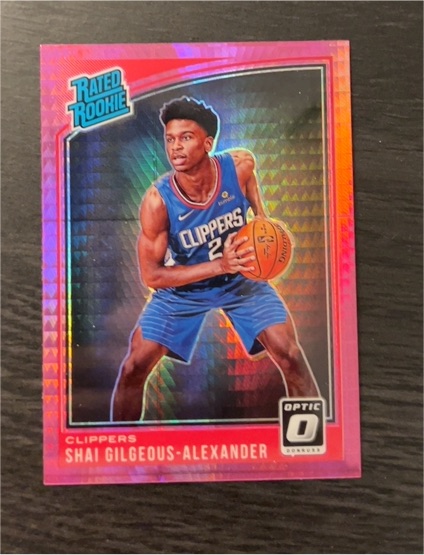 2018-19 Donruss Optic #162 Shai Gilgeous-Alexander Pink Hyper Rated Rookie — front