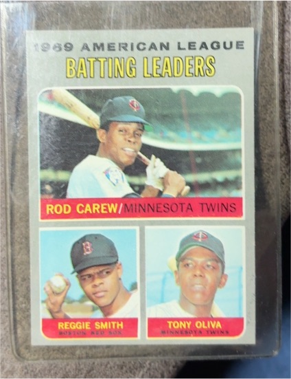 1970 Topps #62 AL Batting Leaders Rod Carew Reggie Smith Tony Oliva — front