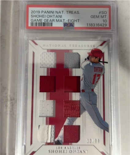 2019 Panini National Treasures #SO Shohei Ohtani Game Gear Mat-Eight — front