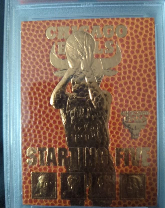 1998 Hoops Michael Jordan Chicago Bulls Starting Five 23KT Gold — front