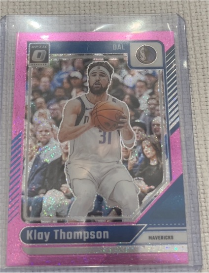 2024-25 Panini Donruss Optic #9 Klay Thompson Pink Glitter Prizm Mavericks — front