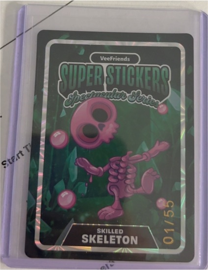 2026 VeeFriends Super Stickers Spectacular Series #01 Skilled Skeleton — front