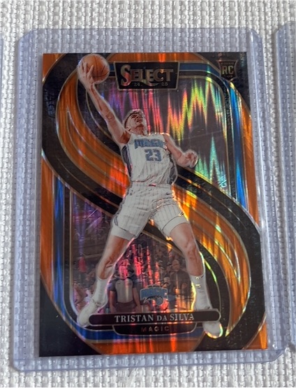 2024-25 Panini Select #167 Tristan Da Silva Premier Level Orange Flash Prizm RC — front