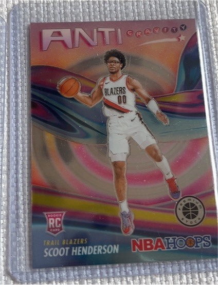 2023-24 Panini NBA Hoops Premium Stock #9 Scoot Henderson Anti-Gravity Silver Prizm Rookie — front
