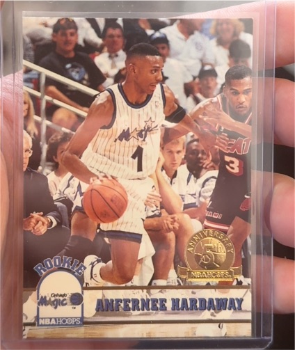 1993-94 NBA Hoops #380 Anfernee Hardaway 5th Anniversary Rookie — front