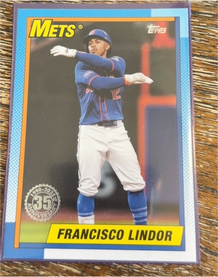 2025 Topps Series 1 #T90-38 Francisco Lindor 1990 35th Anniversary New York Mets — front