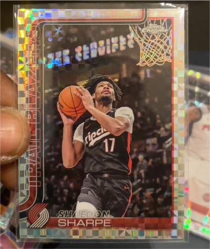 2025-26 Topps Chrome #150 Shaedon Sharpe X-Fractor — front