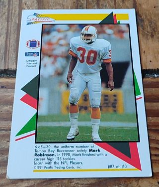 1991 Pacific Flash Cards #87 Mark Robinson — front