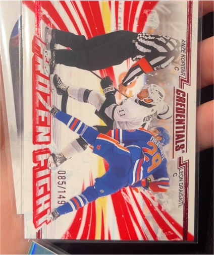 2024-25 Upper Deck Credentials Frozen Fight #FF-KD Anze Kopitar / Leon Draisaitl — front