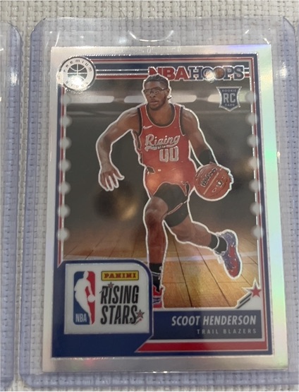 2023-24 Panini NBA Hoops Premium Stock #280 Scoot Henderson Rising Stars RC Silver Prizm — front