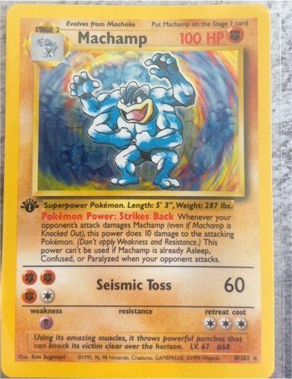 1999 Pokémon Base Set #8 Machamp — front