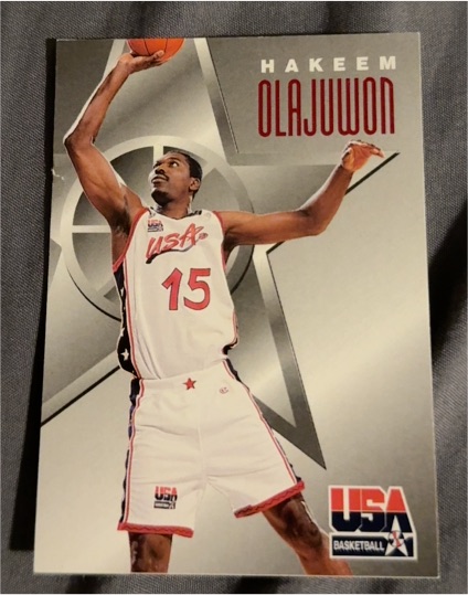 1996 Skybox Texaco #6 Hakeem Olajuwon USA Basketball — front
