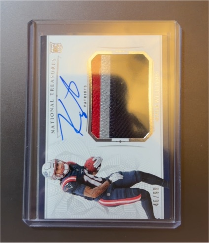 2021 Panini National Treasures #99 Rhamondre Stevenson Rookie Patch Auto — front