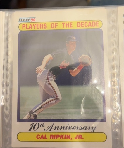 1990 Fleer #624 Cal Ripken Jr. Players of the Decade 10th Anniversary — front