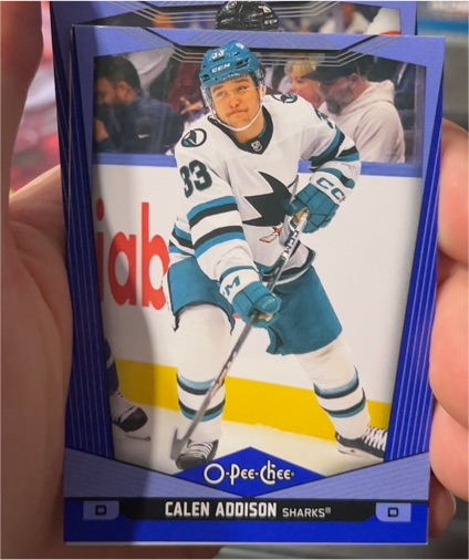 2024-25 O-Pee-Chee #123 Calen Addison San Jose Sharks — front