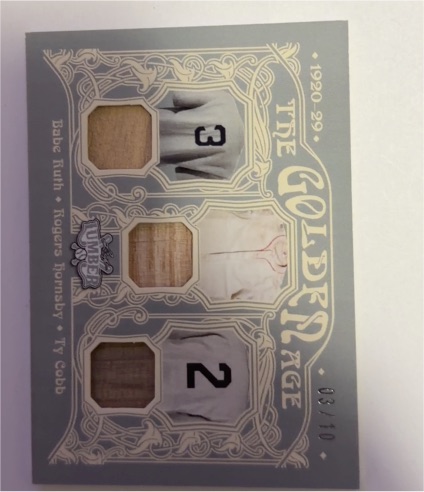 2025 Leaf The Goats Triple Bat Relic Babe Ruth Rogers Hornsby Ty Cobb #03/10 — front
