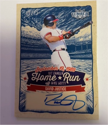2025 Leaf Lumber 1st Career Home Run #1 David Justice — front