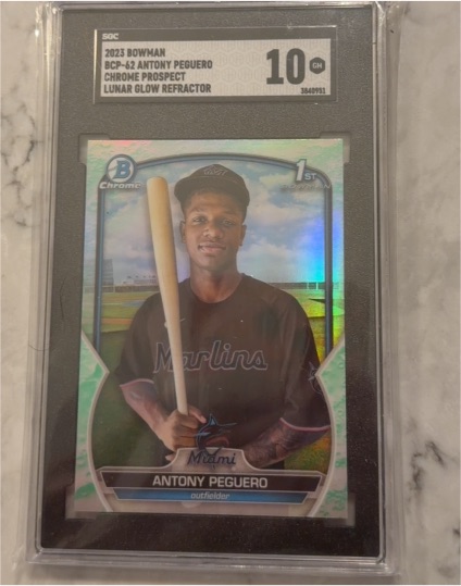 2023 Bowman Chrome #BCP-62 Antony Peguero Lunar Glow Refractor — front