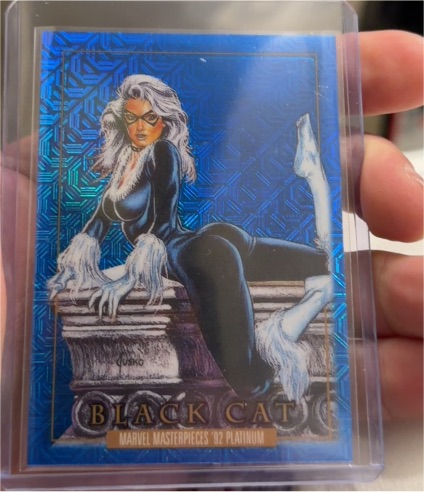 2024 Skybox Marvel Masterpieces '92 Platinum #5 Black Cat Blue Traxx — front