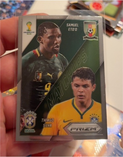 2014 Panini Prizm World Cup Matchups #1 Samuel Eto'o / Thiago Silva — front