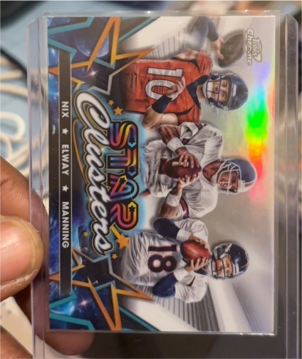 2024 Topps Chrome Cosmic #SCL-2 Bo Nix / John Elway / Peyton Manning Star Clusters — front