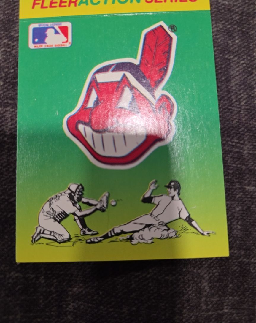 1990 Fleer Action Series Cleveland Indians Chief Wahoo Sticker — front