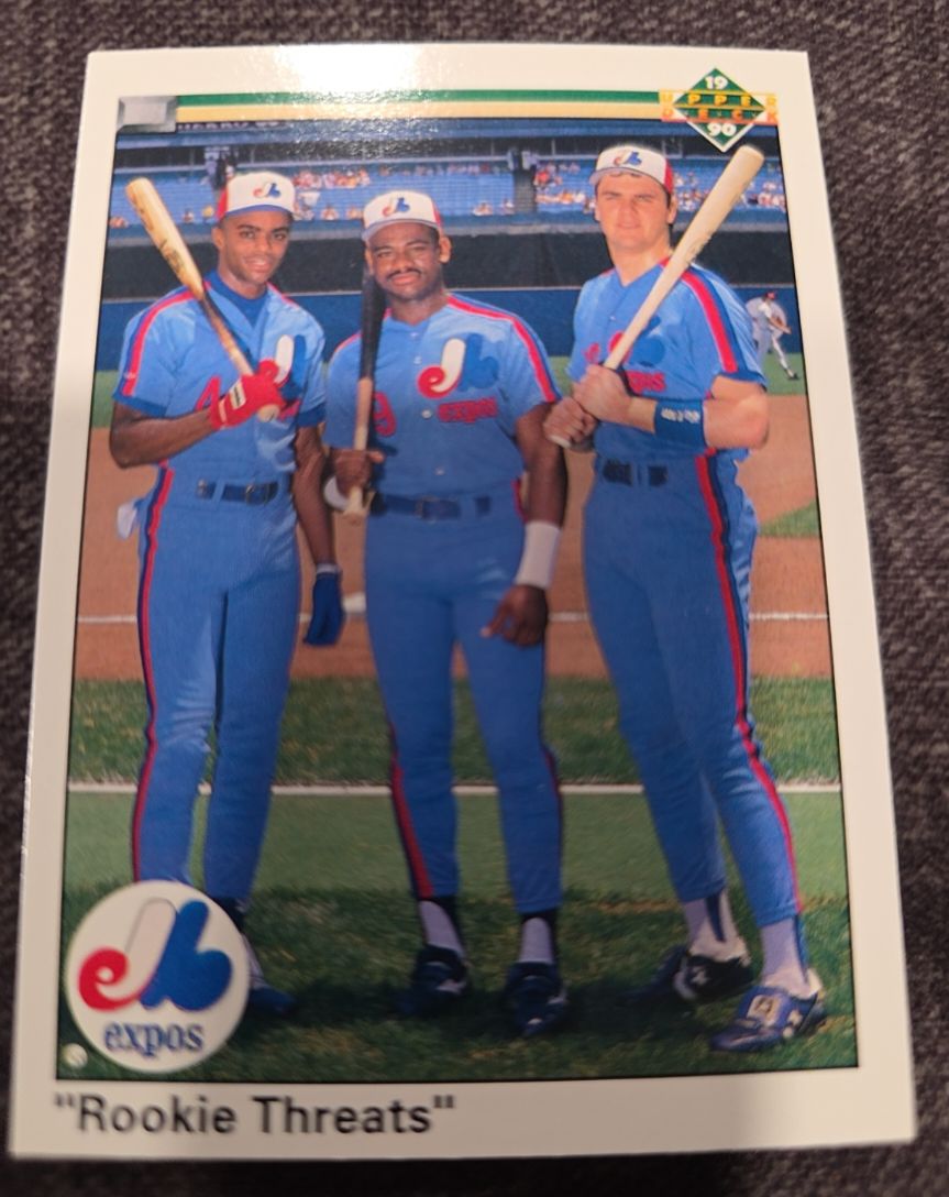 1990 Upper Deck #702 Rookie Threats Delino DeShields Marquis Grissom Larry Walker — front