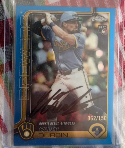 2025 Topps Chrome Update #USC112 Caleb Durbin Rookie Debut Milwaukee Brewers — front