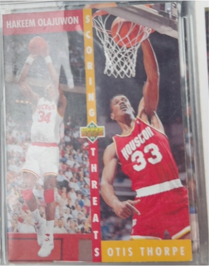 1992-93 Upper Deck #501 Hakeem Olajuwon / Otis Thorpe Scoring Threats — front