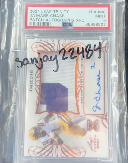 2021 Leaf Trinity #PAJMC Ja'Marr Chase Patch Autographs XRC — front
