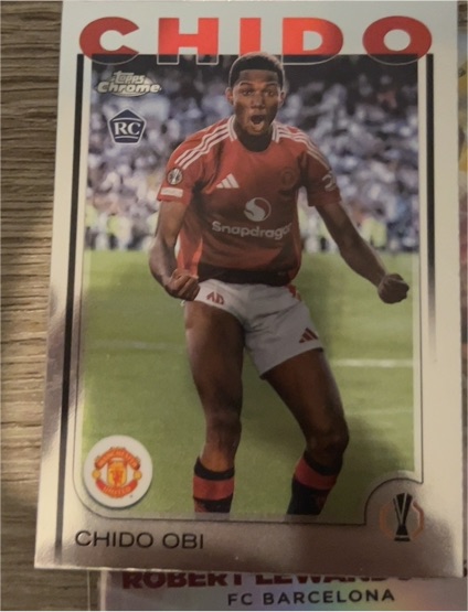 2024-25 Topps Chrome UEFA #14 Chido Obi Manchester United Rookie Card — front