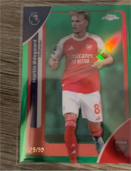 2024 Topps Chrome Premier League #29 Martin Odegaard Green Refractor — front