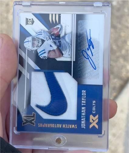 2020 Panini XR Rookie XL Swatch Autographs #RXL-JT Jonathan Taylor — front