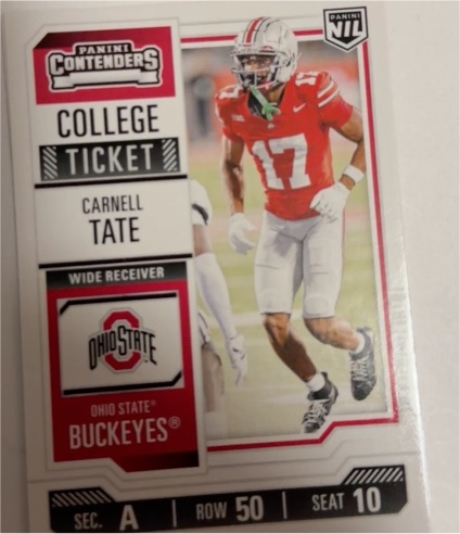 2025 Panini NIL Ohio State Contenders College Ticket #6 Carnell Tate — front