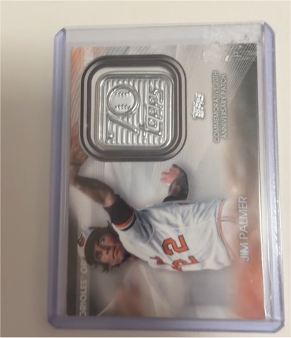 2021 Topps Update #T70P-JP Jim Palmer 70th Anniversary Patch — front