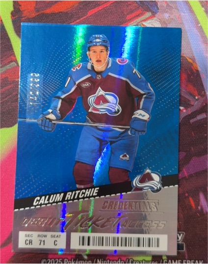 2024-25 Upper Deck Credentials #107 Calum Ritchie Debut Ticket Access — front