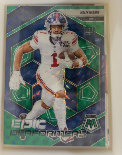 2025 Panini Mosaic #11 Malik Nabers Epic Performers Green Mosaic Prizm — front