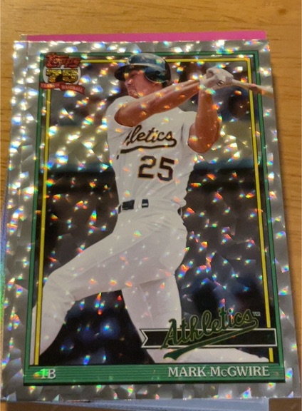 2026 Topps #T91-44 Mark McGwire 1991 Topps 35th Anniversary Crackle Foil — front