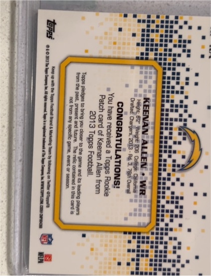 2013 Topps Rookie Patch #RP-KA Keenan Allen — front
