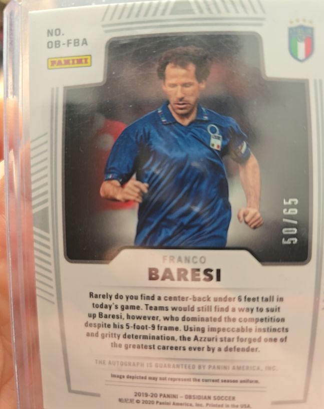 2019-20 Panini Obsidian Soccer #OB-FBA Franco Baresi — front