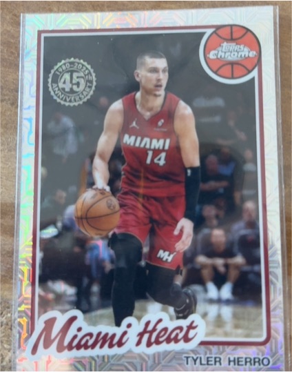 2025 Topps 1980-81 Chrome 45th Anniversary Mojo #TC-THR Tyler Herro — front
