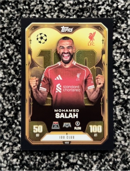 2025 Topps Match Attax UEFA #466 Mohamed Salah 100 Club — front