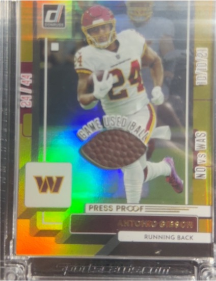 2024 Panini Donruss #24 Antonio Gibson Press Proof Game Used Ball — front