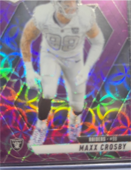2025 Panini Mosaic #249 Maxx Crosby Purple Scope Prizm — front