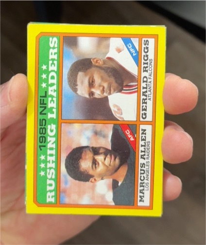 1986 Topps #227 Marcus Allen / Gerald Riggs 1985 NFL Rushing Leaders — front