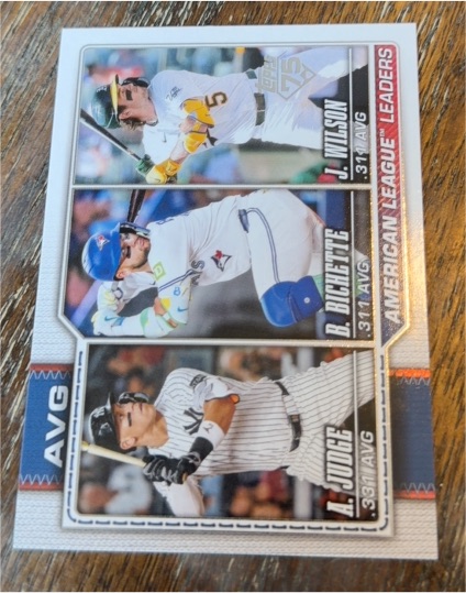 2026 Topps Series 1 #204 Aaron Judge/Bo Bichette/Jacob Wilson American League AVG Leaders — front