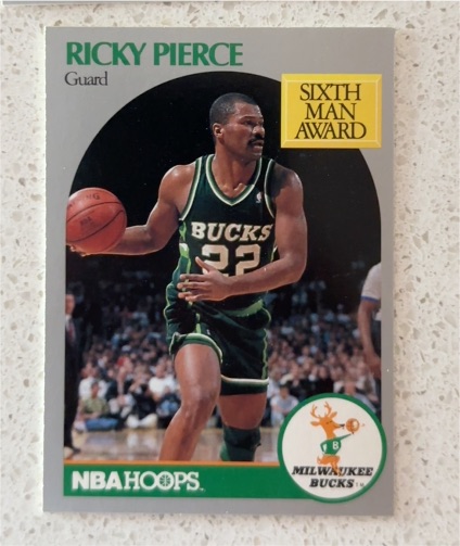 1990 NBA Hoops #179 Ricky Pierce Sixth Man Award — front