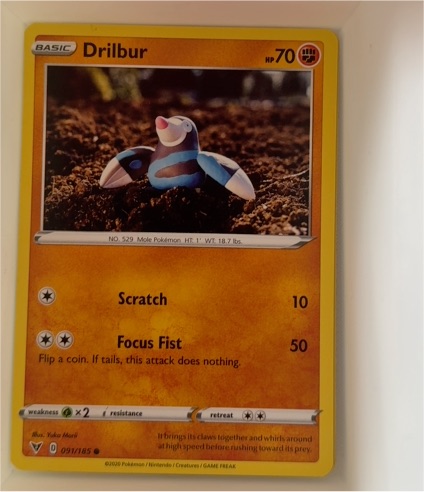 2020 Pokemon Sword & Shield Vivid Voltage #091 Drilbur — front
