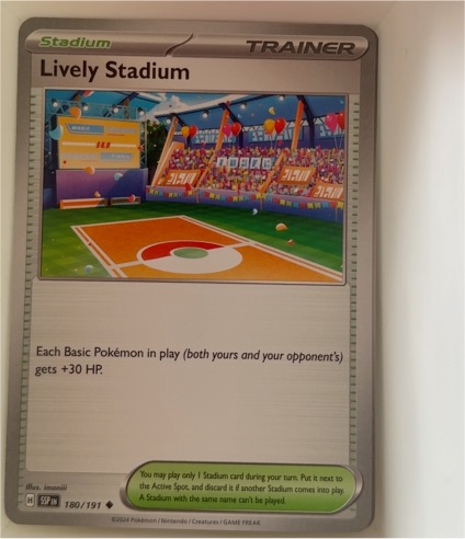 2024 Pokemon SV08: Surging Sparks #180 Lively Stadium — front