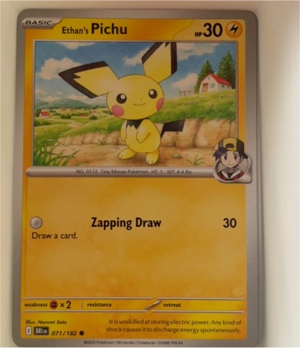 2025 Pokemon Destined Rivals #071 Ethan's Pichu — front